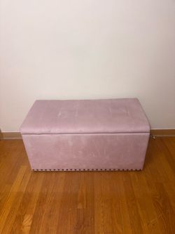 Pink Velvet Storage Ottoman Bench