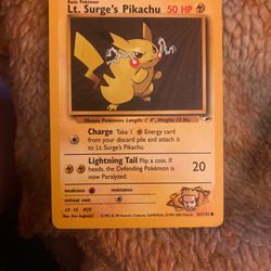 Lt.Surge’s Pikachu Pokémon Card