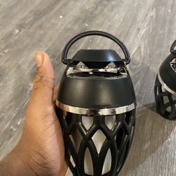 Pair Of Led Speakers Glows Orange(needs Micro USB Charger)