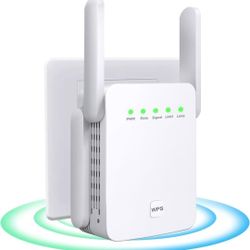 Generic WiFi Repeater, Wi-Fi Signal Booster Amplifier for Home Cover Up to 9800sq.ft WiFi 2.4GHz Dual Band Wireless Repeater, 4 Antennas 360° WiFi Amp