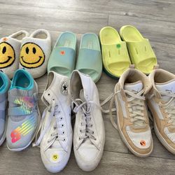 Women’s Shoe Lot Look In Description For Sizes Converse, New Balance, Hoka