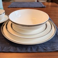 Mikasa “Blakeslee Platinum” Bone China - Complete Service For 12 + Serving Pieces