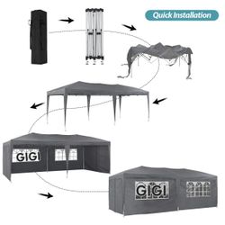 10'x20' Pop Up Canopy Outdoor Large Canopy Tent with Removable Sidewalls, Instant Canopy Camping Gazebo for Party BBQ Wedding Events.