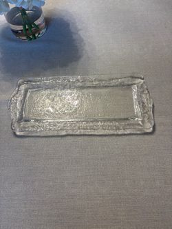 Crate & Barrel Textured Glass Serving Platter