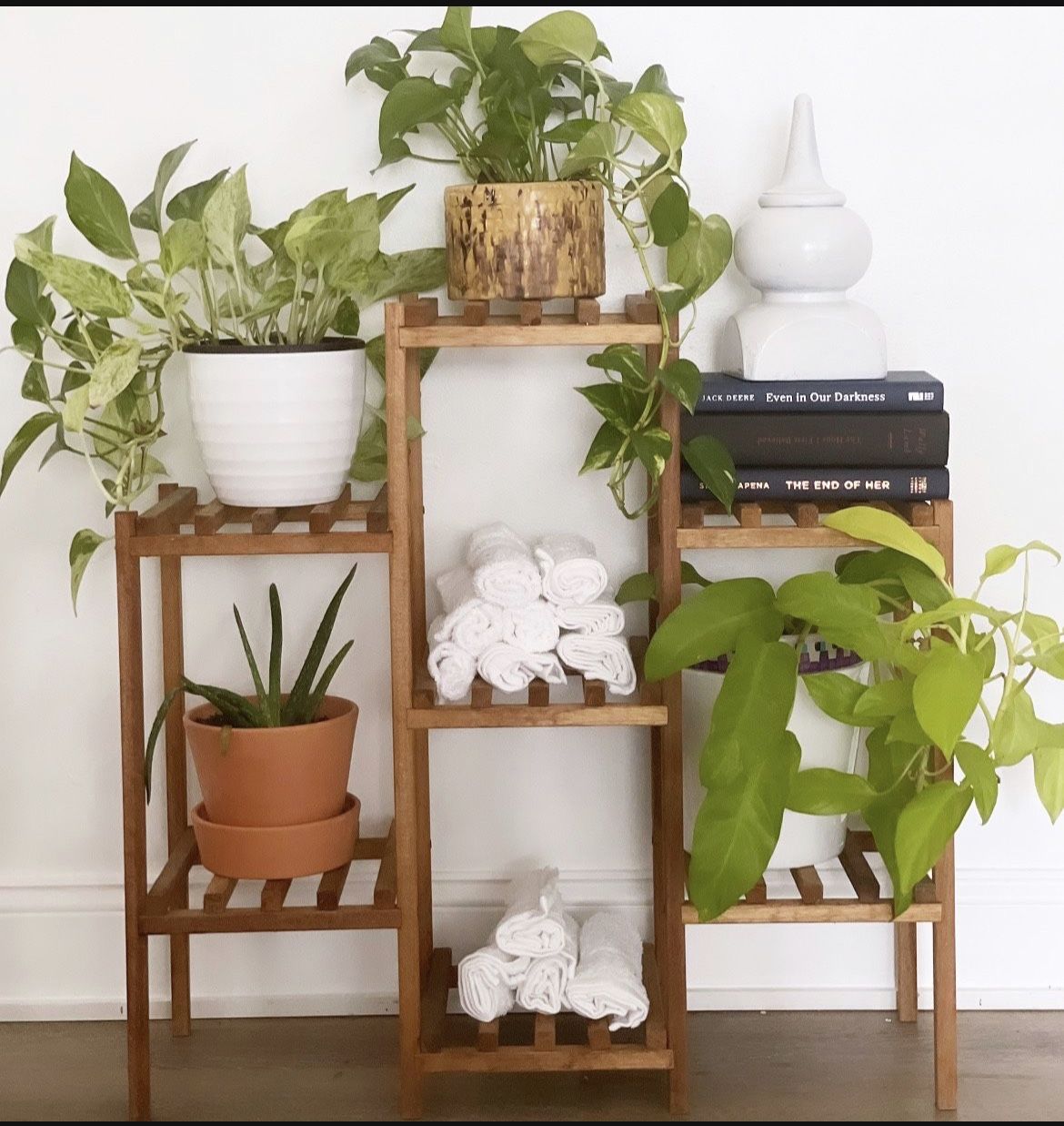 Fremulti-tiered solid wood plant stand Towelheavy-duty multi-tier wood flower rack plant stand wood shelves bonsai display shelf Spa