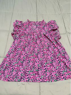 Pink floral v neck top