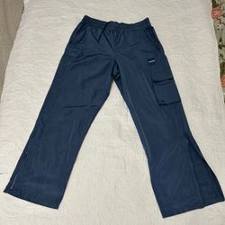 Guess Nylon Blue Zipper Detail Pants Large Size