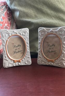2 ceramic photo frames