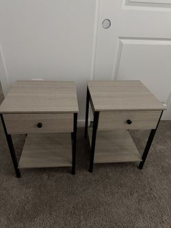 Set of 2 Greige Nightstands / End Tables – $75