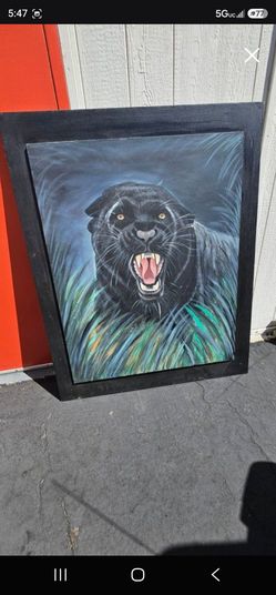 Large black panther painting