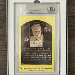 Babe Ruth Authentic Handwritten Relic "42" Beckett