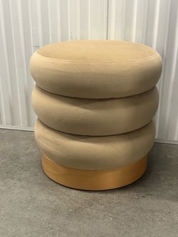 Round Stacked Ottoman with wooden