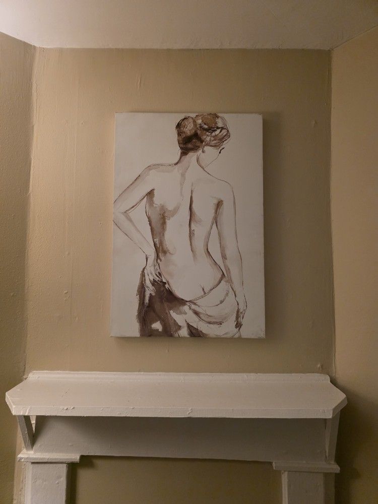 Messy Bun on canvas with striking gold accents