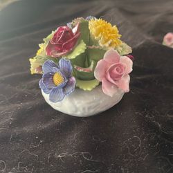 Antique Floral Figurine Flower Pot