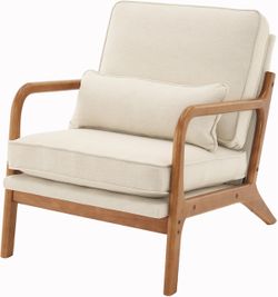 Mid-Century Modern Accent Chair with Wood Frame