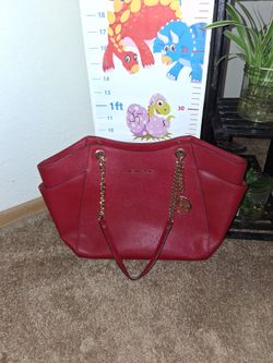 Michael Kors Red Leather Tote Bag
