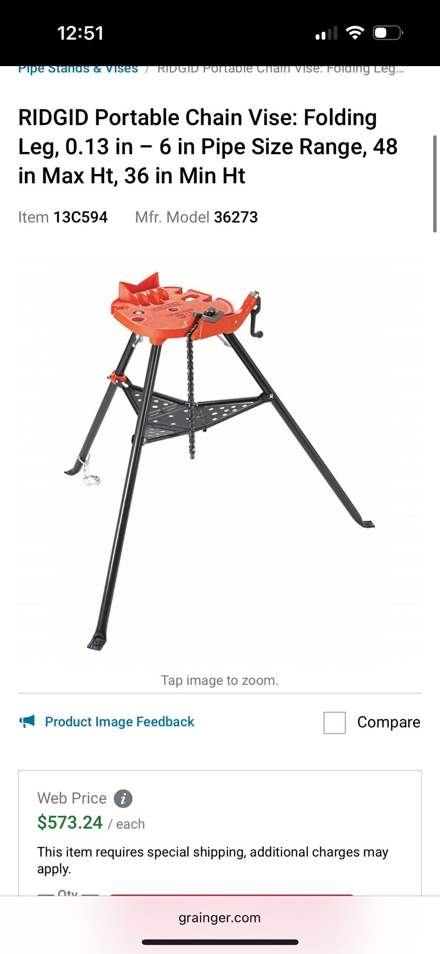 Ridgid Tripod Portable Chain vise