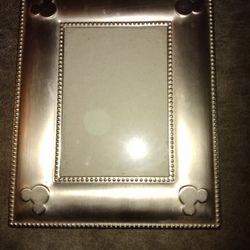 Walt Disney Parks And Resorts Brushed Silver Mickey Mouse Design Picture Frame.