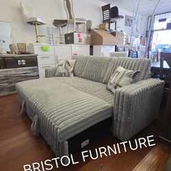 🛑 Sofa Bed, Light Gray, Fur-Like Jumbo Corduroy, New in the Box.