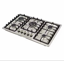 34 in 5-Burner Gas Cooktop Stainless Steel, Natural Gas Hob With Flame Failure Protection & Electronic Ignition, 5 Independent Knob Controls, NG Gas S