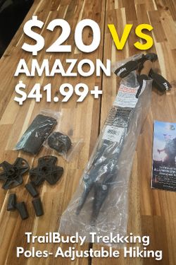 TrailBuddy Trekking Poles – Adjustable Hiking Walking Sticks (Black Raven)
