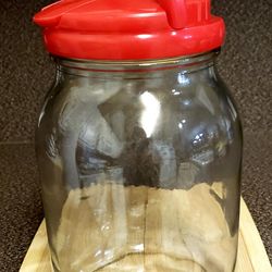 Vintage Anchor Hocking Mason Jar Glass Beverage Dispenser  1 Gallon 
