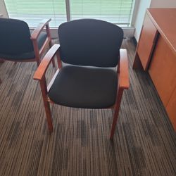 Wooden Cushion Office Chairs Like New 