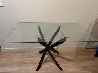 Glass Table with black metal legs