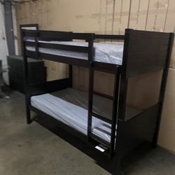 Twin over twin bunk bed. White or espresso. Assembly required. Assembly not included. Taxes included. Free delivery.  Bunk Bed only without Assembly-$