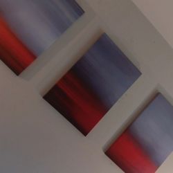 3 Red And Grey Wall Pictures. 