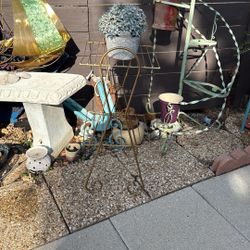 Vintage Metal 2 - tier Plant Stand Telephone Side Table Starburst