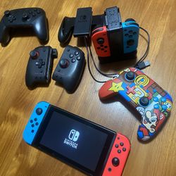 Nintendo Switch With Controllers Lot 