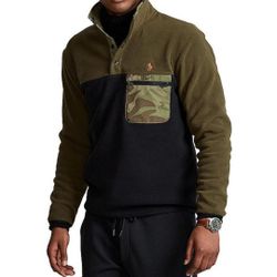POLO RALPH LAUREN COLOR BLOCK FLEECE PULLOVER  MEN SIZE SMALL-MEDIUM