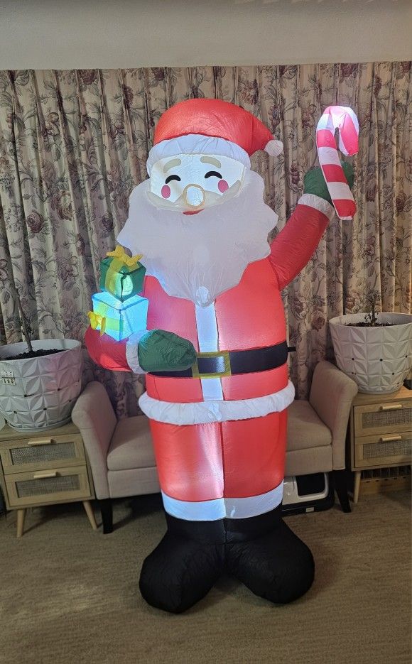 6 FT Christmas Inflatable Santa Claus with Gifts and Candy Outdoor Decor Christmas Blows up Yard Decoration with Built in LED Lights for Indoor,Holida