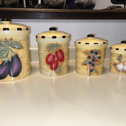 Beautiful 4 Piece Yellow Canister Set 