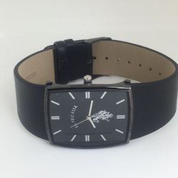 MENS BLACK LEATHER WRIST WATCH 