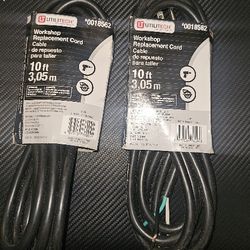 two Utilitech 10 ft Workshop Replacement Cord Cables
