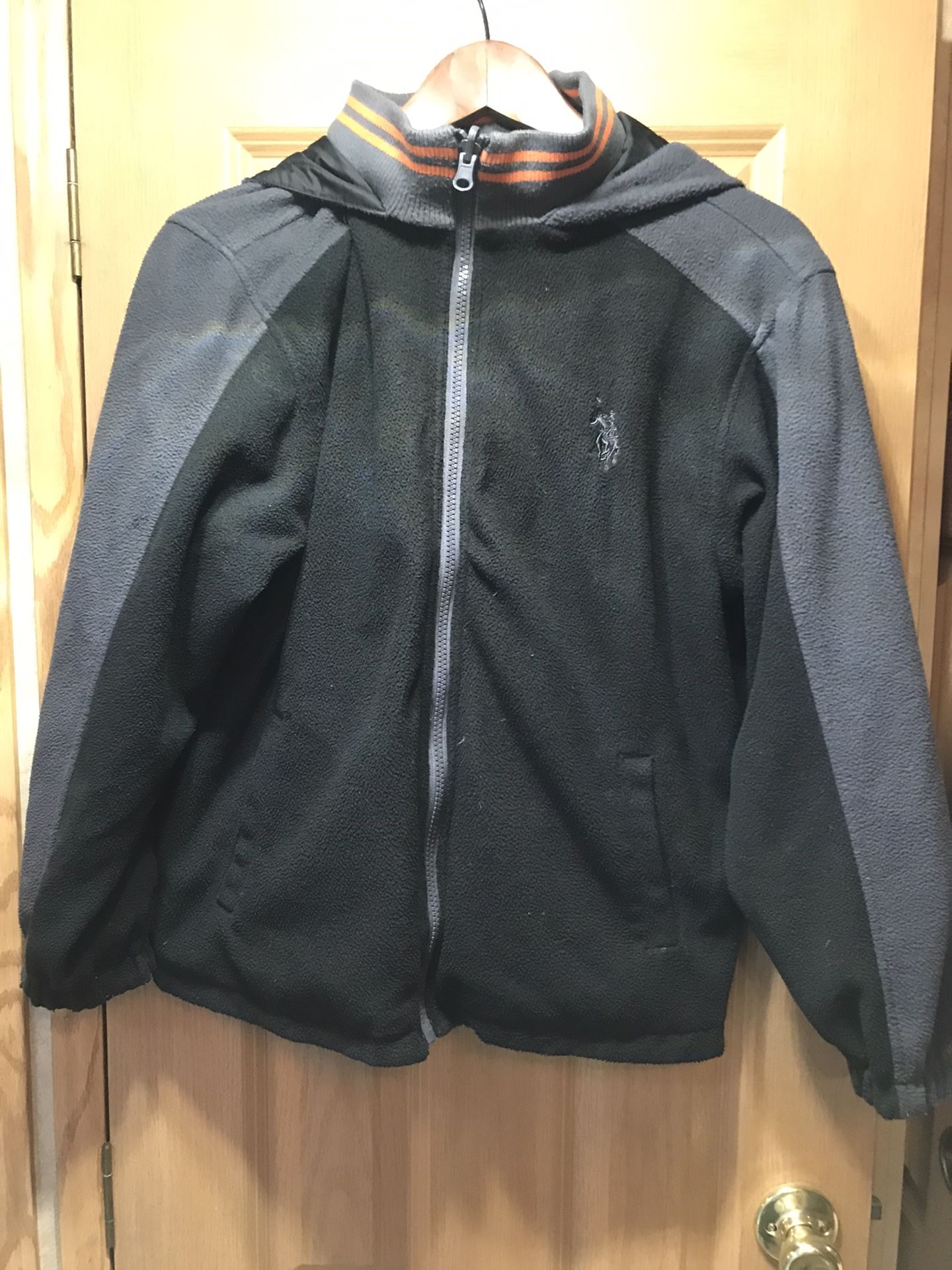 Boys size large 14-16 reservable Polo coat with hood