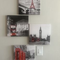 European Red, Whit, And Black Canvases