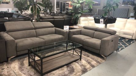 Ultra suede power sofa set