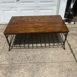 Real Wood With Metal Bottom Coffee Table 