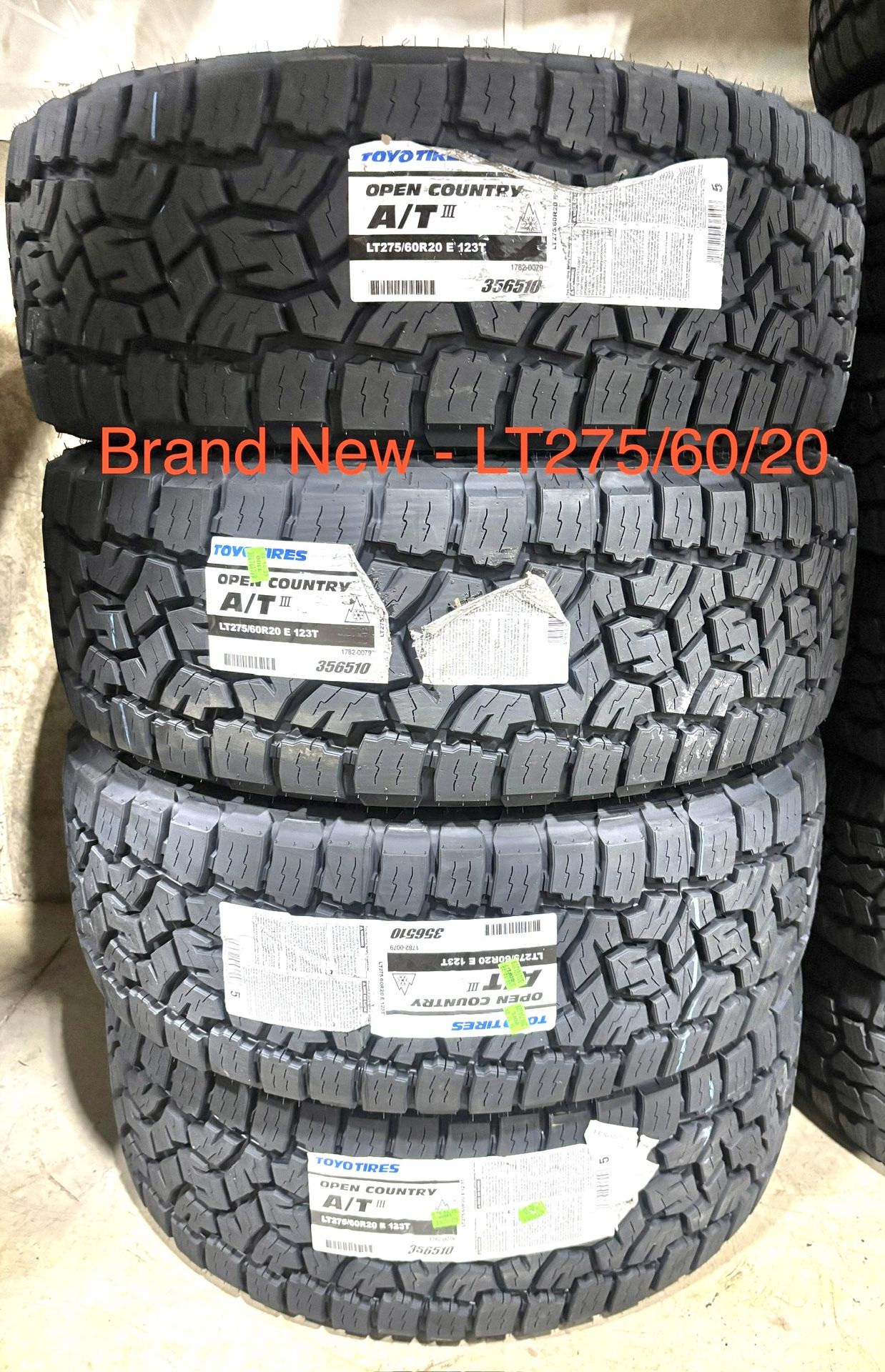 (4) - LT275/60/20 Toyo Open Country A/T III Tires