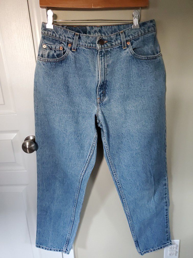 LEVI'S 550 High Rise Vintage 90s mom jeans denim size 12 petite relaxed fit