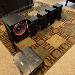 Cerwin Vega Surround Sound Speakers+JVC Audio/Video Control Receiver