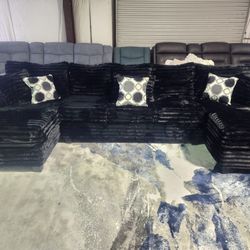 Customer Appreciation Week! Brand New Dual Chaise Sectional in Black Thick Corduroy! Tax Included! 