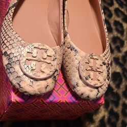 Tory Burch Pink Snake Flats