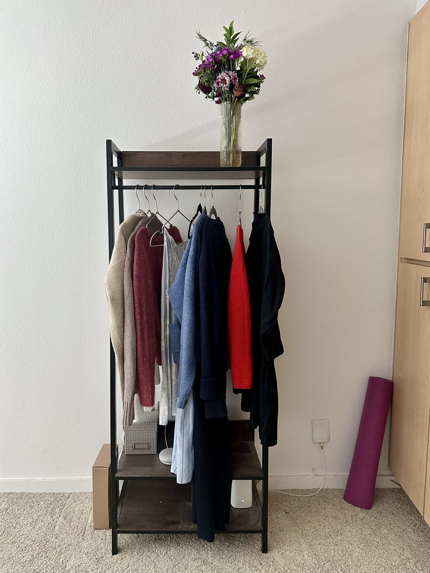 Free Standing Clothing Rack With Shelves