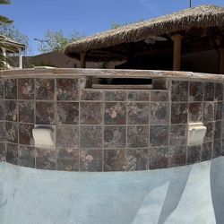 pool tile glass bead blasting