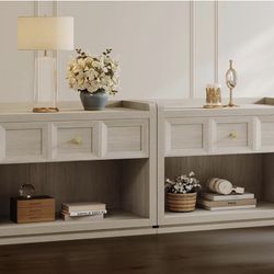 NEW! 31" Wide Nightstands Set of 2, Large Night Stands with Drawer, Oversized King Size Nightstand Bedside Table for Bedroom, Farmhouse End Side Table