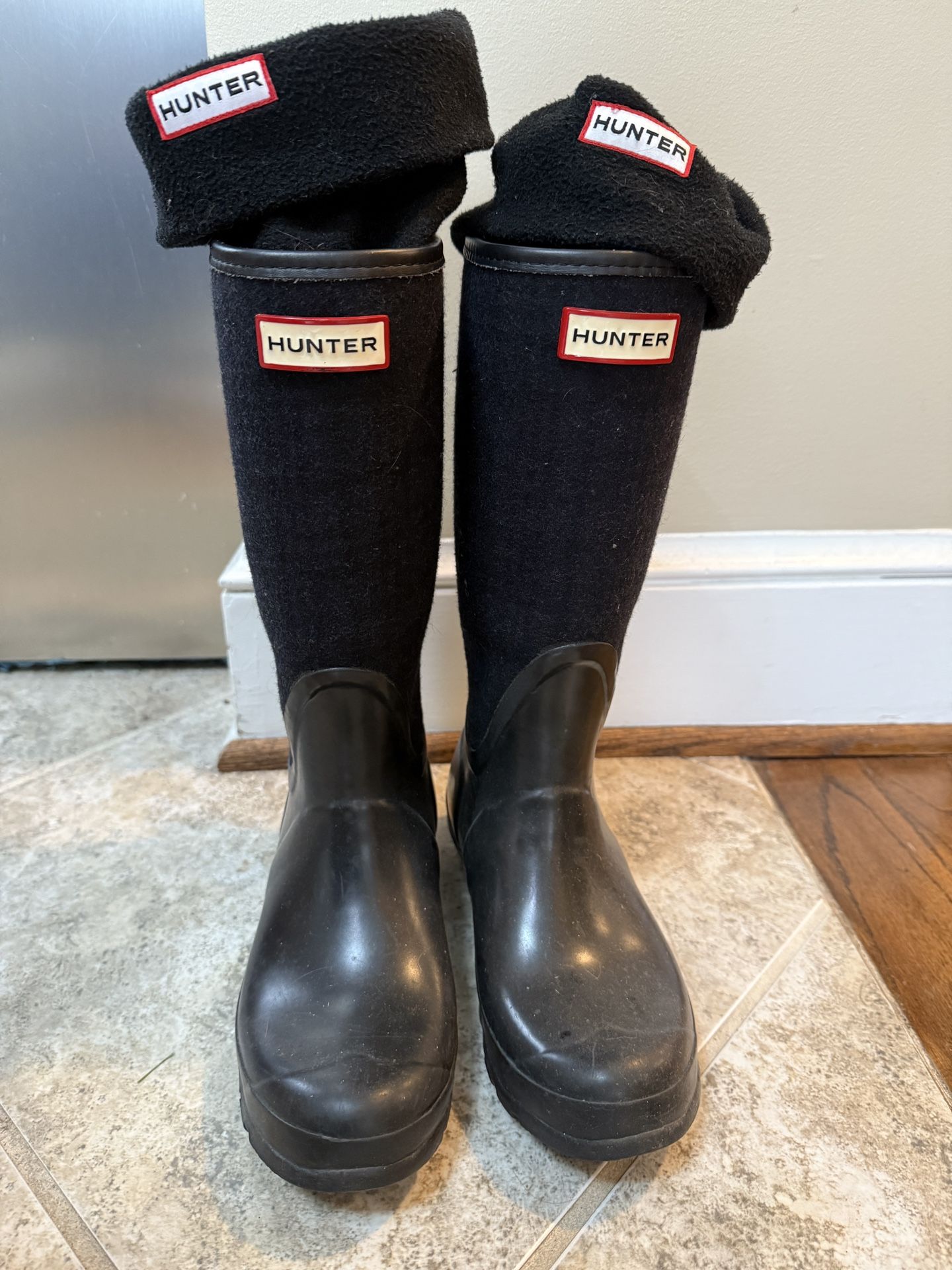 Hunter Tall Rain Boots With Fleece Liner Size 7